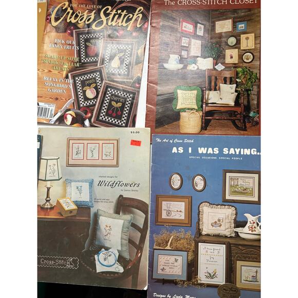 Lot of Vintage 80s-2000s Cross Stitch Pattern Booklets Fruit Floral Quotes - Picture 3 of 5